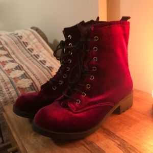 Velvet combat boots